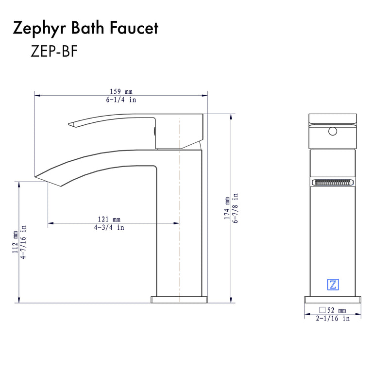 ZLINE Zephyr Bath Faucet in Chrome, ZEP-BF-CH