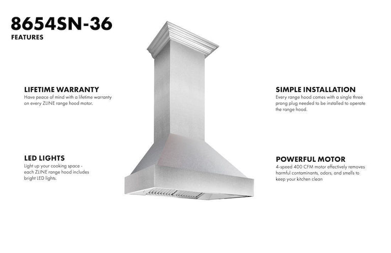 ZLINE 36 in. Kitchen Appliance Package with DuraSnow® Stainless Dual Fuel Range, Ducted Vent Range Hood and Dishwasher, 3KP-RASRH36-DW