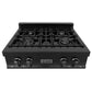 ZLINE 30 in. Rangetop with 4 Gas Brass Burners in Black Stainless Steel, RTB-BR-30