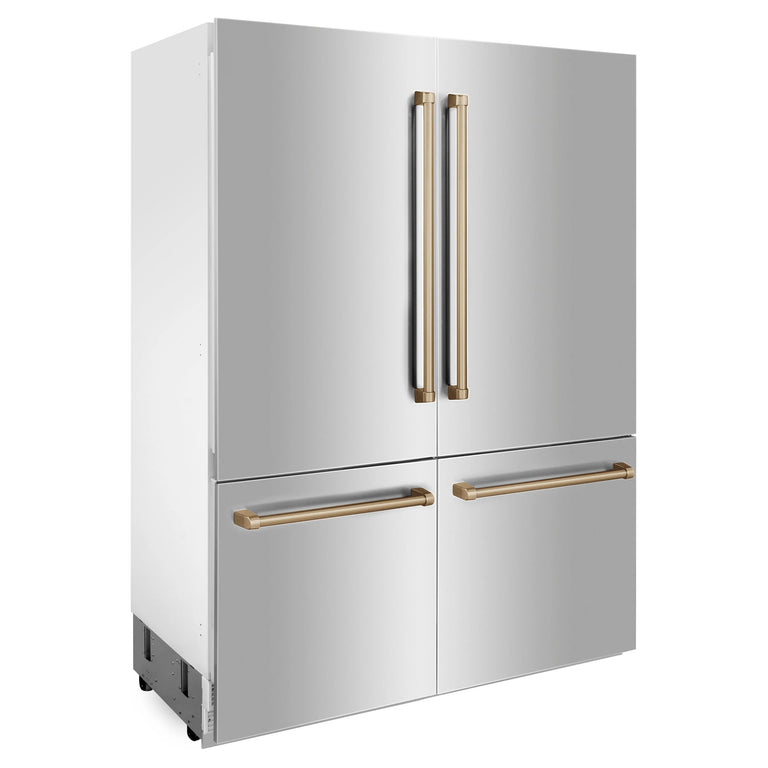 ZLINE Autograph 60" 32.2 cu. ft. Refrigerator with Internal Water and Ice Dispenser in Stainless Steel and Bronze Accents