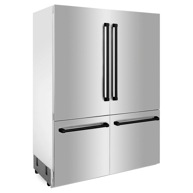 ZLINE Autograph 60" Built-In Refrigerator with Internal Water and Ice Dispenser, Matte Black Accents