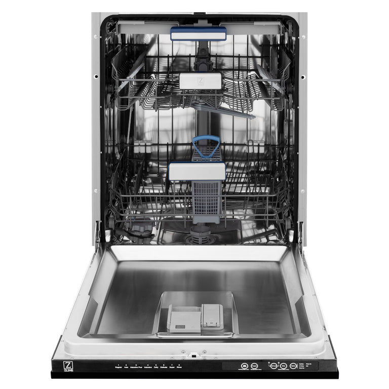 ZLINE 24 In. Tallac Series 3rd Rack Dishwasher in Black Stainless Steel with Stainless Steel Tub, 51dBa, DWV-BS-24