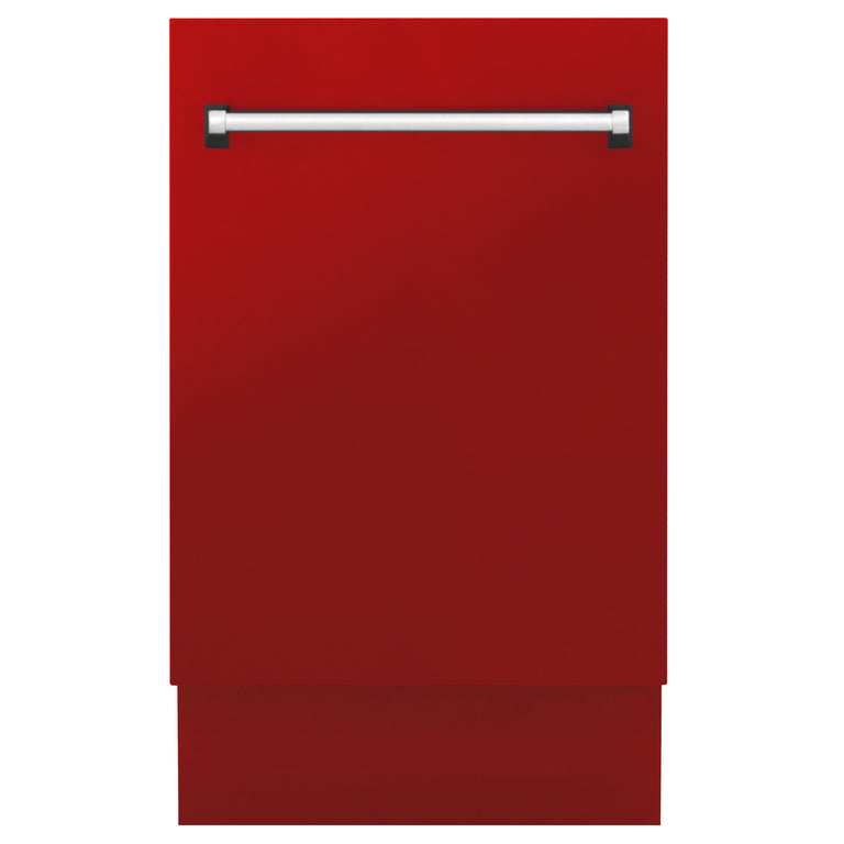 ZLINE 18 in. Top Control Tall Dishwasher in Red Matte with 3rd Rack, DWV-RM-18