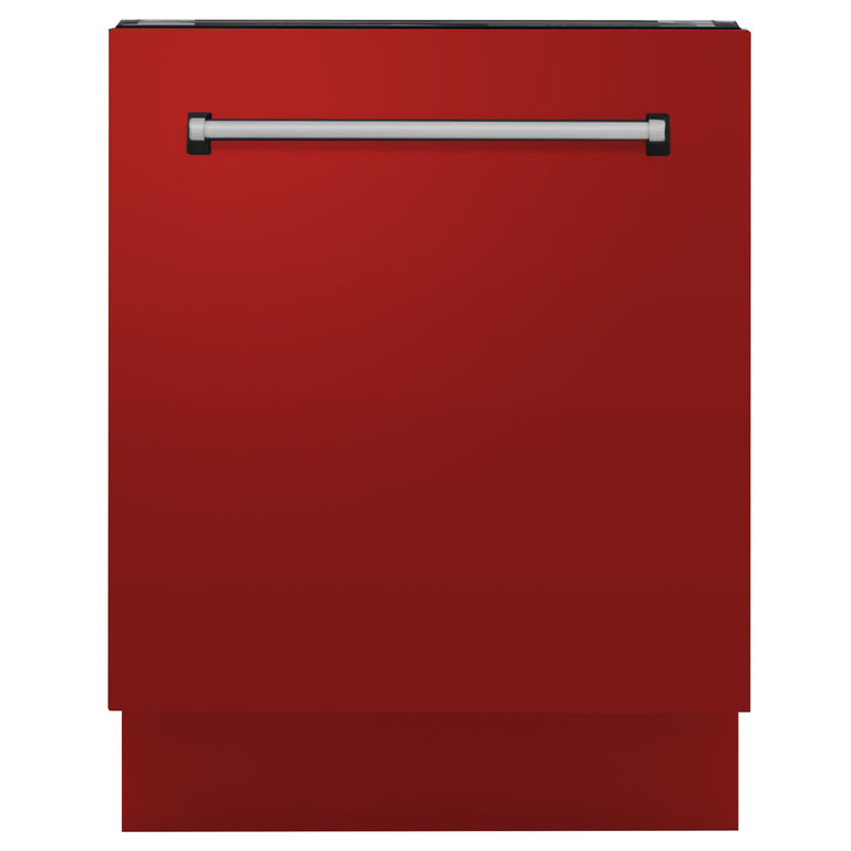 ZLINE 24 in. Top Control Tall Dishwasher in Red Matte with 3rd Rack, DWV-RM-24