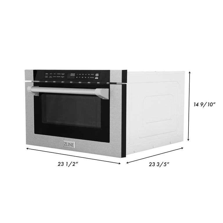 ZLINE 24 In. 1.2 cu. ft. Built-in Microwave Drawer with a Traditional Handle in Fingerprint Resistant Stainless Steel, MWD-1-SS-H