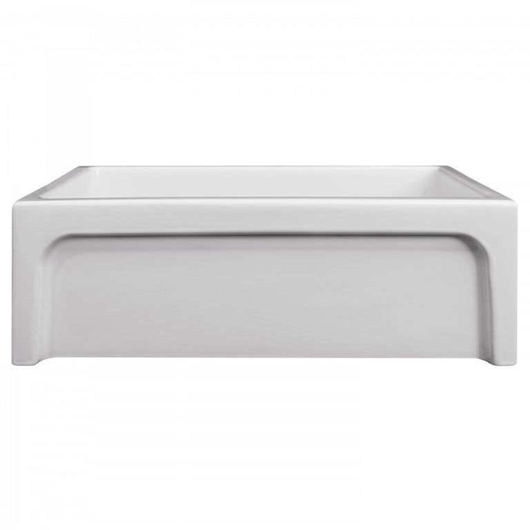 ZLINE 30 in. Turin Farmhouse Apron Front Reversible Single Bowl Fireclay Kitchen Sink with Bottom Grid in White Gloss, FRC5117-WH-30