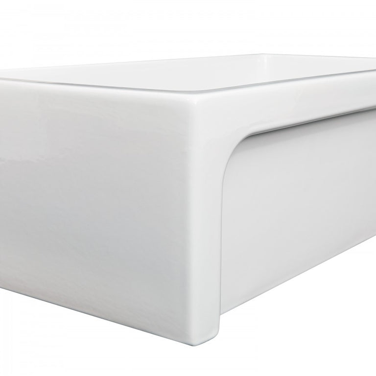ZLINE 30 in. Turin Farmhouse Apron Front Reversible Single Bowl Fireclay Kitchen Sink with Bottom Grid in White Gloss, FRC5117-WH-30