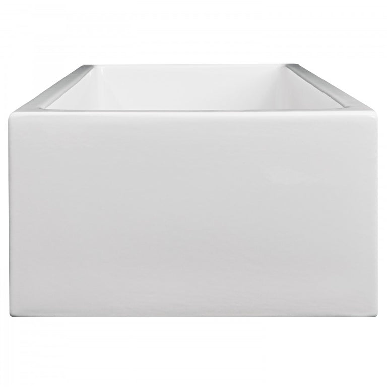 ZLINE 30 in. Turin Farmhouse Apron Front Reversible Single Bowl Fireclay Kitchen Sink with Bottom Grid in White Gloss, FRC5117-WH-30