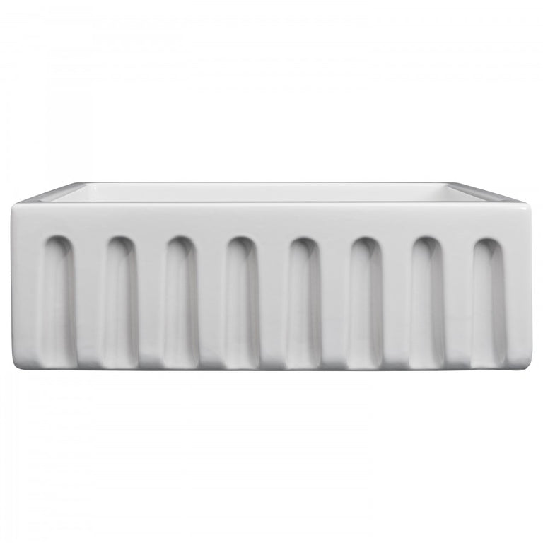 ZLINE 30 in. Venice Farmhouse Apron Front Reversible Single Bowl Fireclay Kitchen Sink with Bottom Grid in White Gloss, FRC5119-WH-30