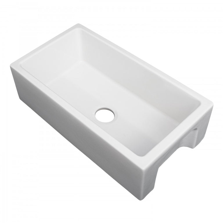ZLINE 30 in. Venice Farmhouse Apron Front Reversible Single Bowl Fireclay Kitchen Sink with Bottom Grid in White Gloss, FRC5119-WH-30