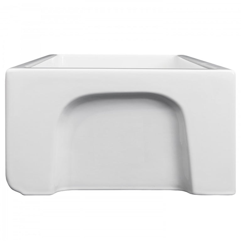 ZLINE 30 in. Venice Farmhouse Apron Front Reversible Single Bowl Fireclay Kitchen Sink with Bottom Grid in White Gloss, FRC5119-WH-30