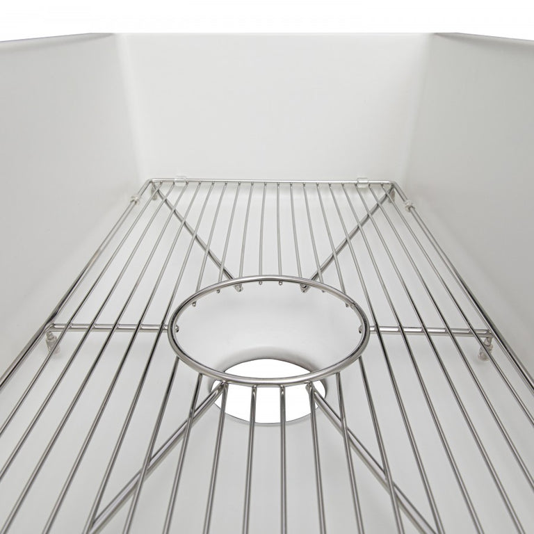 ZLINE 30 in. Venice Farmhouse Apron Front Reversible Single Bowl Fireclay Kitchen Sink with Bottom Grid in White Matte, FRC5119-WM-30