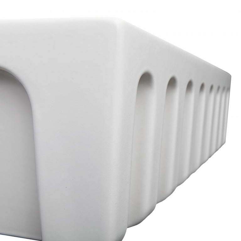 ZLINE 30 in. Venice Farmhouse Apron Front Reversible Single Bowl Fireclay Kitchen Sink with Bottom Grid in White Matte, FRC5119-WM-30