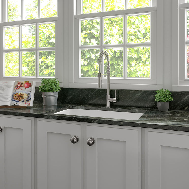 ZLINE 30 in. Rome Dual Mount Single Bowl Fireclay Kitchen Sink with Bottom Grid in White Matte, FRC5124-WM-30