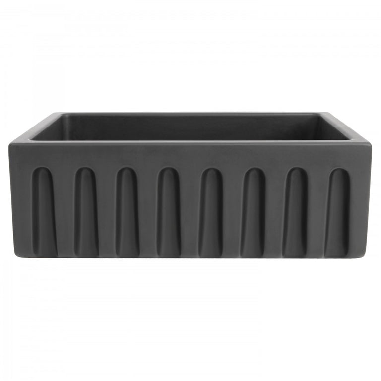 ZLINE 30 in. Venice Farmhouse Apron Front Reversible Single Bowl Fireclay Kitchen Sink with Bottom Grid in Charcoal, FRC5119-CL-30