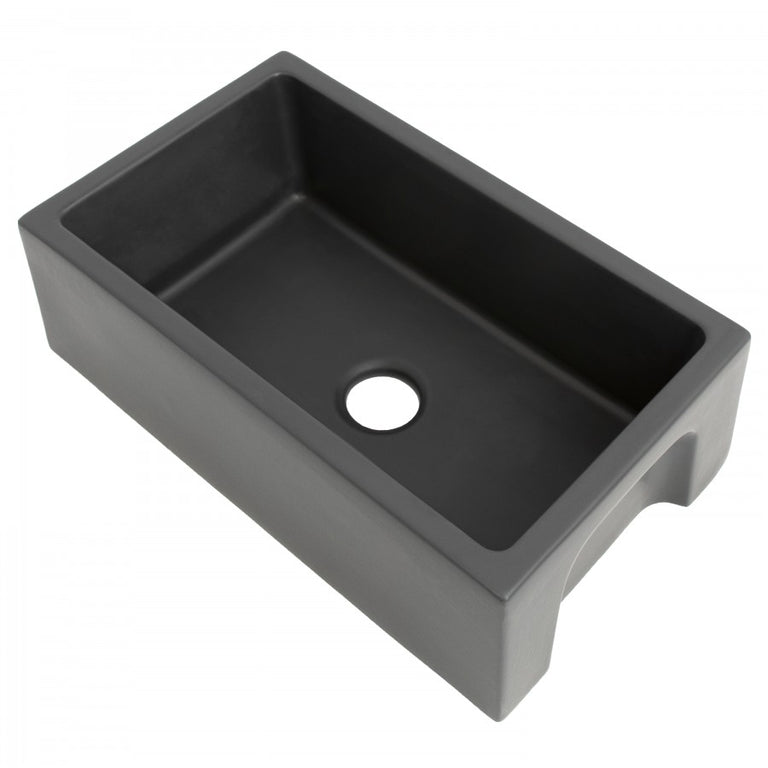 ZLINE 30 in. Venice Farmhouse Apron Front Reversible Single Bowl Fireclay Kitchen Sink with Bottom Grid in Charcoal, FRC5119-CL-30