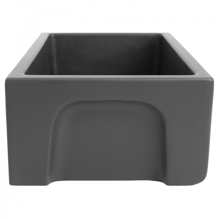 ZLINE 30 in. Venice Farmhouse Apron Front Reversible Single Bowl Fireclay Kitchen Sink with Bottom Grid in Charcoal, FRC5119-CL-30