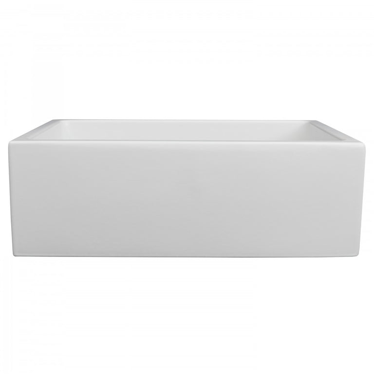 ZLINE 30 in. Venice Farmhouse Apron Front Reversible Single Bowl Fireclay Kitchen Sink with Bottom Grid in White Matte, FRC5119-WM-30
