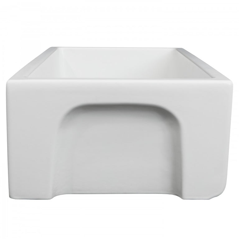 ZLINE 30 in. Venice Farmhouse Apron Front Reversible Single Bowl Fireclay Kitchen Sink with Bottom Grid in White Matte, FRC5119-WM-30