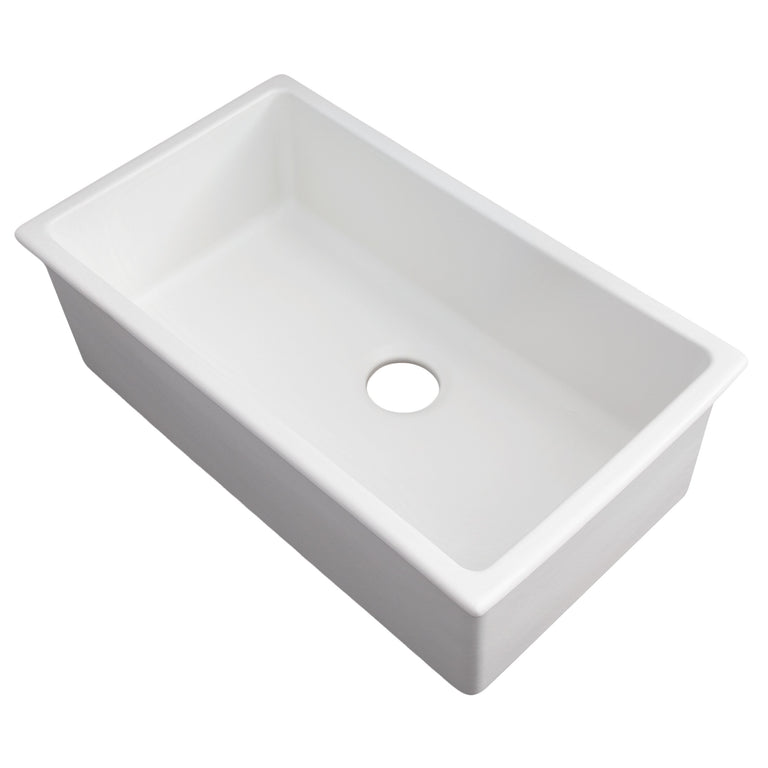 ZLINE 30 in. Rome Dual Mount Single Bowl Fireclay Kitchen Sink with Bottom Grid in White Matte, FRC5124-WM-30
