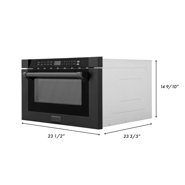 ZLINE 24" 1.2 cu. ft. Built-in Microwave Drawer in Black Stainless Steel, MWD-1-BS-H
