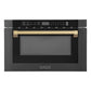 ZLINE Autograph Edition 24" 1.2 cu. ft. Built-in Microwave Drawer in Black Stainless Steel and Champagne Bronze Accents, MWDZ-1-BS-H-CB