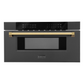 ZLINE Autograph 30 In. 1.2 cu. ft. Built-In Microwave Drawer In Black Stainless Steel with Gold Accents, MWDZ-30-BS-G