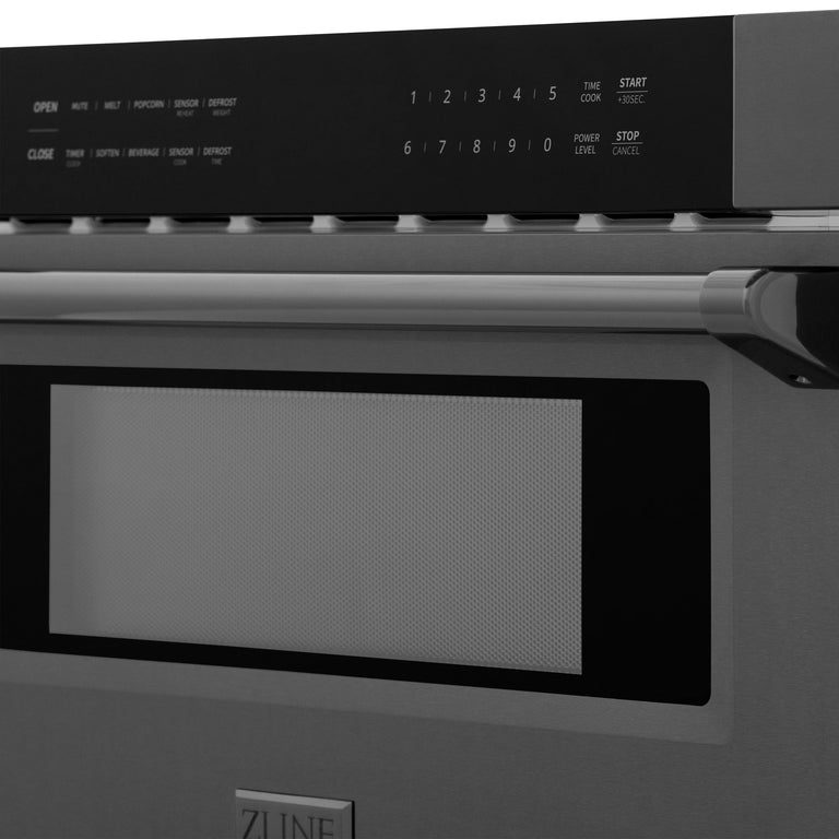 ZLINE 30 Inch 1.2 cu. ft. Built-In Microwave Drawer In Black Stainless Steel, MWD-30-BS
