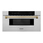 ZLINE Autograph 30 In. 1.2 cu. ft. Built-In Microwave Drawer In Stainless Steel With Champagne Bronze Accents, MWDZ-30-CB