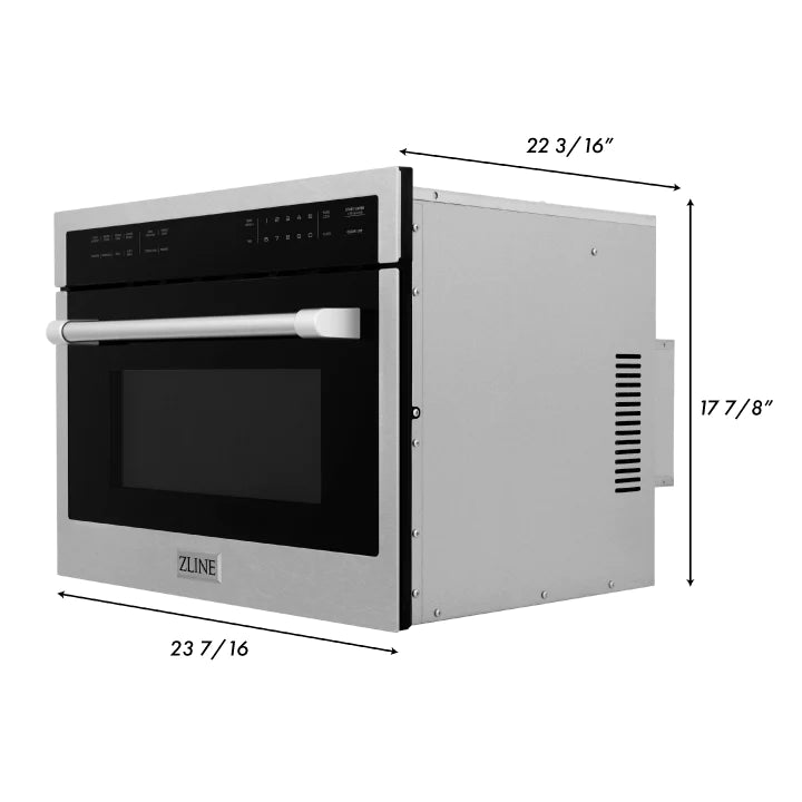 ZLINE 24 In. Built-in Convection Microwave Oven in Durasnow with Speed and Sensor Cooking, MWO-24-SS