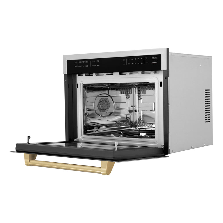 ZLINE Autograph 24" Built-in Convection Microwave Oven in Stainless Steel and Champagne Bronze Accents, MWOZ-24-CB