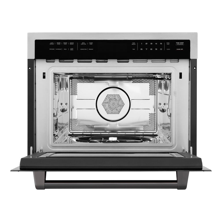 ZLINE Autograph 24" Built-in Convection Microwave Oven in Stainless Steel and Matte Black Accents, MWOZ-24-MB