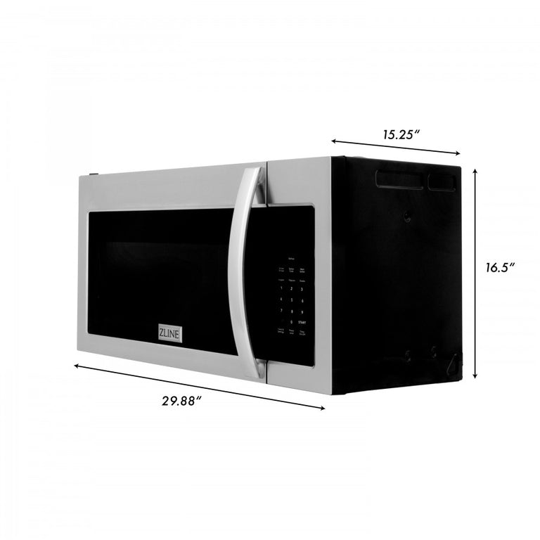 MWOOTR30 by Zline Kitchen and Bath - ZLINE Over the Range Convection  Microwave Oven with Modern Handle and Color Options (MWO-OTR) [Color:  Stainless Steel]