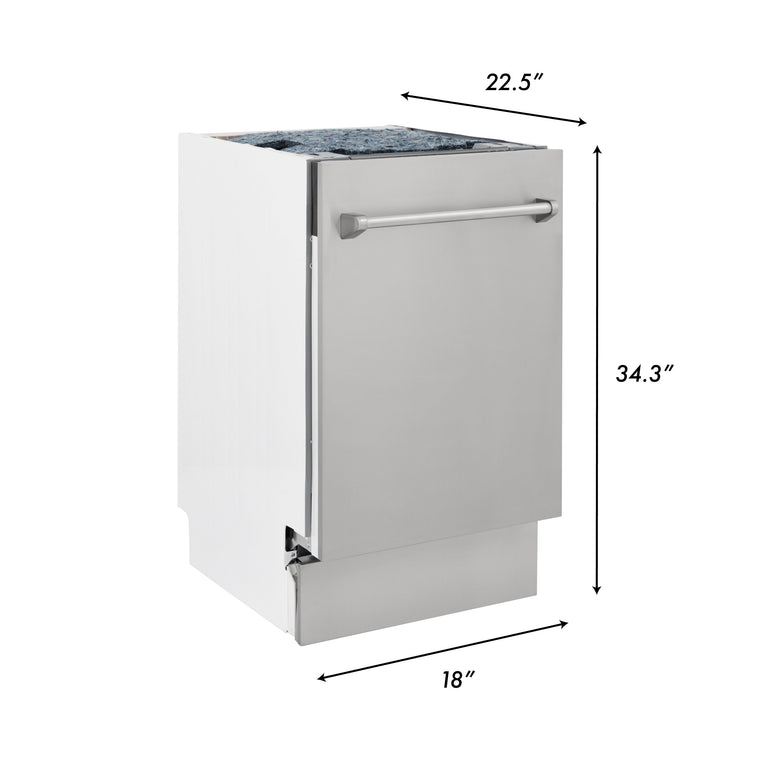 ZLINE 18 in. Top Control Tall Dishwasher in Stainless Steel with 3rd Rack, DWV-304-18