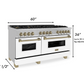 ZLINE Autograph 60 in. 7.6 cu. ft. Range, Gas Stove, Electric Oven in DuraSnow® with White Matte Door and Champagne Bronze Accents, RASZ-WM-60-CB