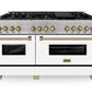 ZLINE Autograph 60 in. 7.6 cu. ft. Range, Gas Stove, Electric Oven in DuraSnow® with White Matte Door and Champagne Bronze Accents, RASZ-WM-60-CB