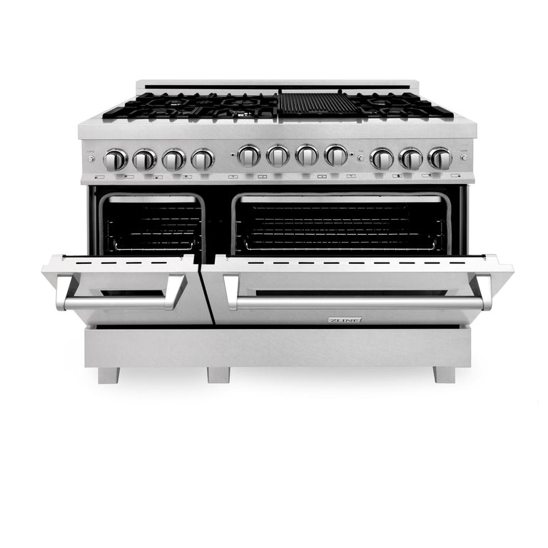 ZLINE 48" Range 6.0 cu. ft. with Gas Stove and Gas Oven in DuraSnow® Stainless Steel, RGS-SN-48