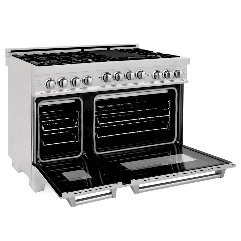 ZLINE 48" Range 6.0 cu. ft. with Gas Stove and Gas Oven in DuraSnow® Stainless Steel, RGS-SN-48