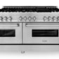 ZLINE 60 in. Professional Gas Burner and 7.4 cu. ft. Electric Oven in Stainless Steel, RA60