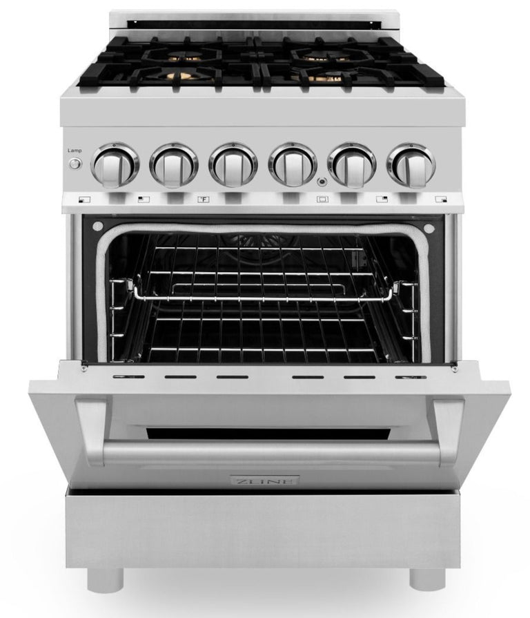 ZLINE 24 in. Professional Gas Burner/Electric Oven Stainless Steel Range with Brass Burners, RA-BR-24