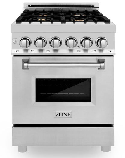 ZLINE 24 in. Professional Gas Burner/Electric Oven Stainless Steel Range with Brass Burners, RA-BR-24