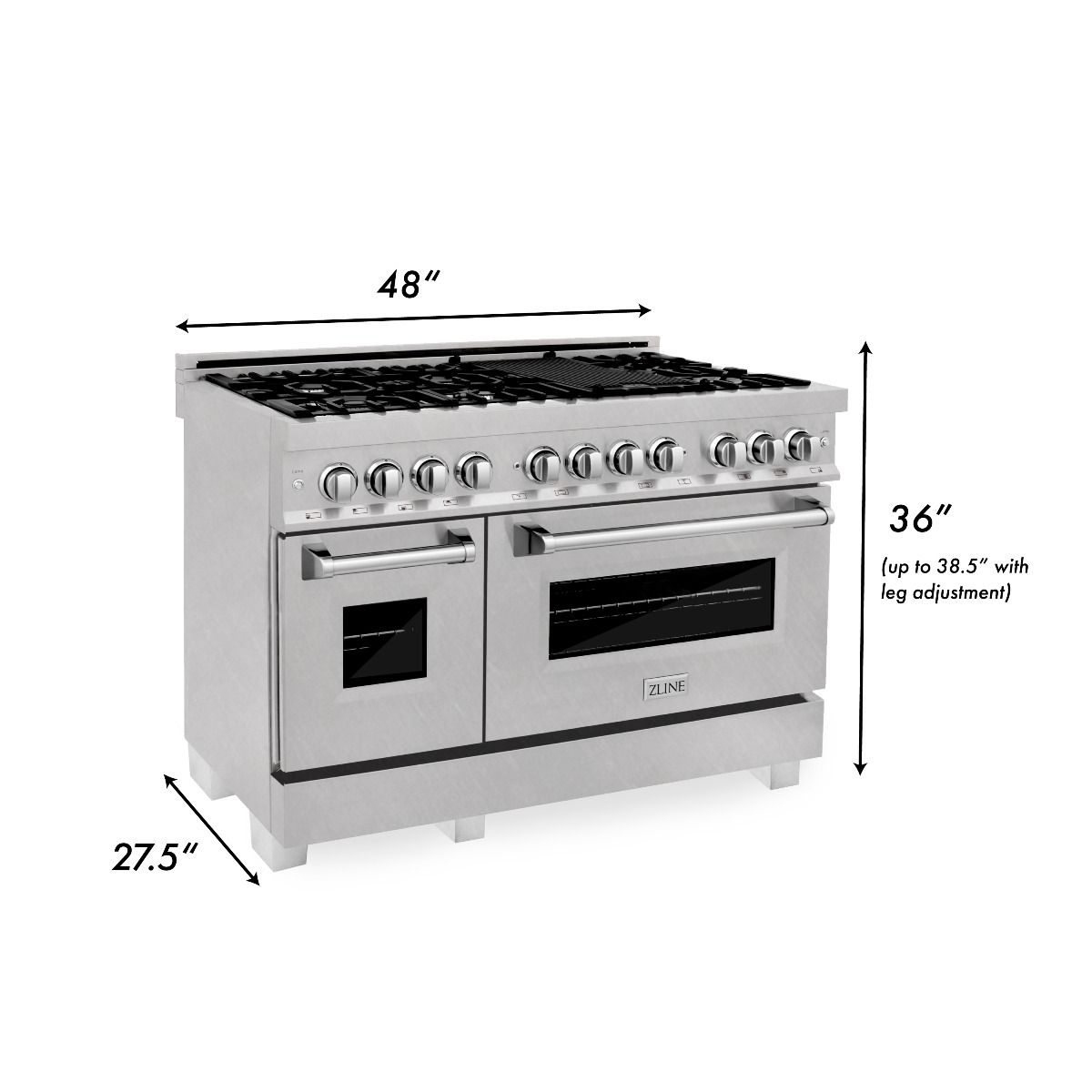 ZLINE 48 in. Professional Dual Fuel Range in Snow Stainless, RAS-SN-48