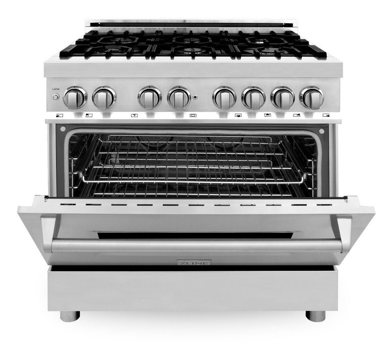 ZLINE 36 Dual Fuel Range 6 GAS Burner/4.6 Cu. Electric Oven Stainless Steel (RA36)