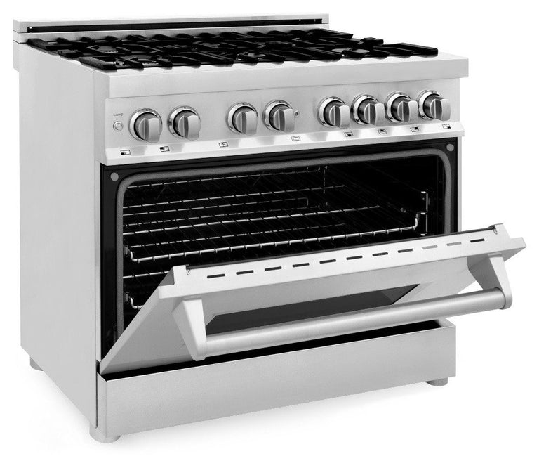 ZLINE Kitchen and Bath Appliance Package - 36 in. Dual Fuel Range, 36 in. Range Hood, 2KP-RARH36