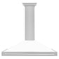 ZLINE 48 Inch DuraSnow® Stainless Steel Range Hood with White Matte Shell and Stainless Steel Handle, KB4SNX-WM-48