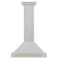 ZLINE 30 Inch Autograph Edition DuraSnow® Stainless Steel Range Hood with Gold Handle, KB4SNZ-30-G