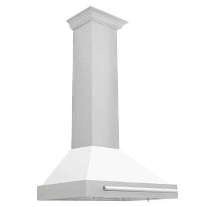 ZLINE 30 Inch Stainless Steel Range Hood with White Matte Shell and Stainless Steel Handle, KB4STX-WM-30