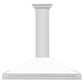 ZLINE 48 Inch Stainless Steel Range Hood with White Matte Shell and Stainless Steel Handle, KB4STX-WM-48