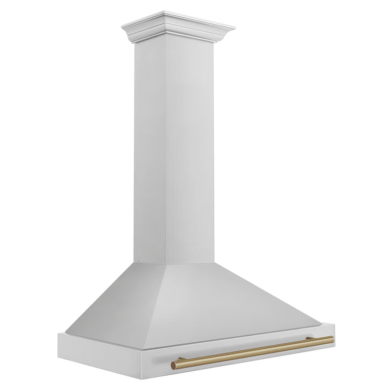 ZLINE 36 Inch Autograph Edition Stainless Steel Range Hood with Champagne Bronze Handle, KB4STZ-36-CB