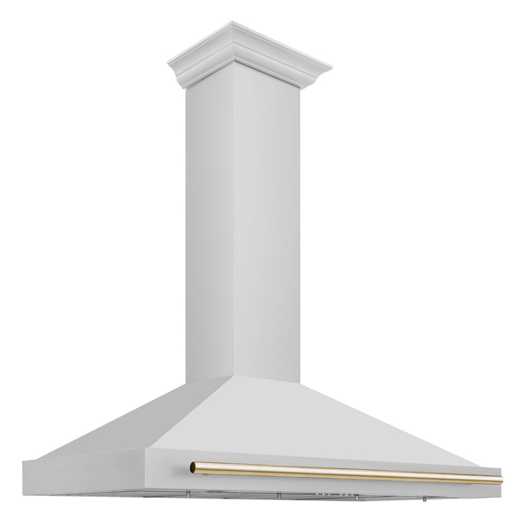 ZLINE 48 Inch Autograph Edition Stainless Steel Range Hood with Gold Handle, KB4STZ-48-G
